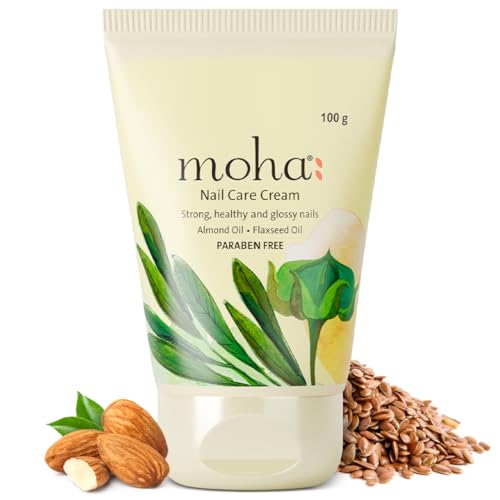 Moha Ayurvedic Nail Care Cream with Almond & Flax Seed Oil for Strong, Healthy & Glossy Nails | Non-Greasy Cream for Nail Growth, Strengthening & Cuticle Softener | Deep Hydrating & Nourishing to Prevent Brittleness, Dryness & Damaged Nails | Herbal Nail Ointment for Men & Women—100 GM (Pack of 1)