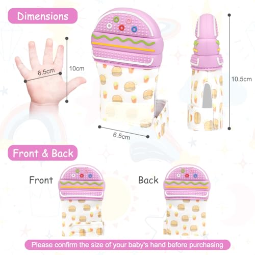 Image of 2Pack Silicone Teething Mitt, Hamburger Baby Teething Toy for 0-6 6-12 Months, Food Grade Silicone Infant Teething Mitten, BPA-Free Baby Chew Toys for Pain Relief, Sucking Needs