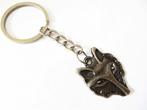 2Pcs Ancient Bronze Fox Keychain Fox Key Ring Wolf Keychain Animal Keyring Charm Keychain #TOP1