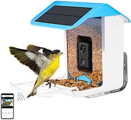 LKBird Smart Bird Feeder with Camera, Bird House with Camera and Solar Roof, 1080P HD Camera Auto Capture Bird Videos & Notify and Built-in Microphone (Include 32G SD Card)