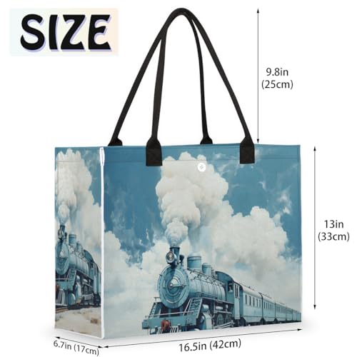 Train Desert Tote Bag for Women Large Beach Bag Reusable Tote Bags for Work Travel Beach Shopping2