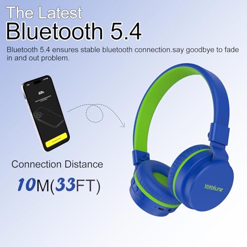 Image of Kids Bluetooth Headphones,Lightweight Kids Headphones Wireless,85 /94dB Safe Volume,40H Playtime,Fast Charging,Bluetooth 5.3,Over Ear,Toddler Headphone Built-in Mic for School /Tablet /Travel (Blue)
