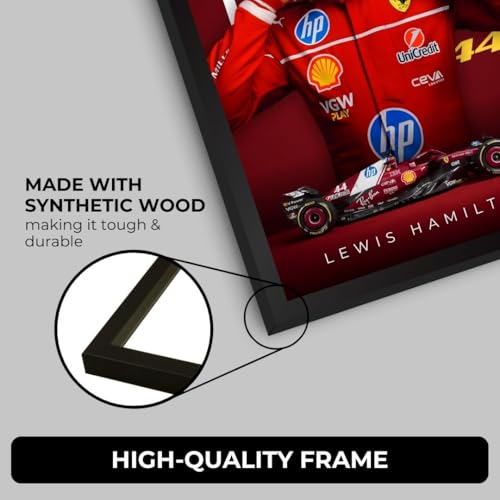 Image of Lewis Hamilton Poster Ferrari F1 Poster | Framed Ferrari F1 Car A4 Sized (31 x 23 cm) | Lewis Hamilton Posters | Ferrari Car Frame for Wall, Gift for Boys, Formula 1 Frames | Formula 1 Frame (F 009)