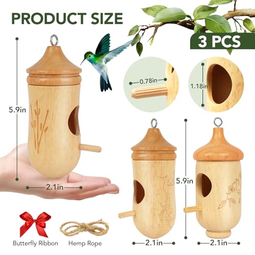 image for Fitraho Hummingbird House, Small Hummingbird Houses for Outside, Woode