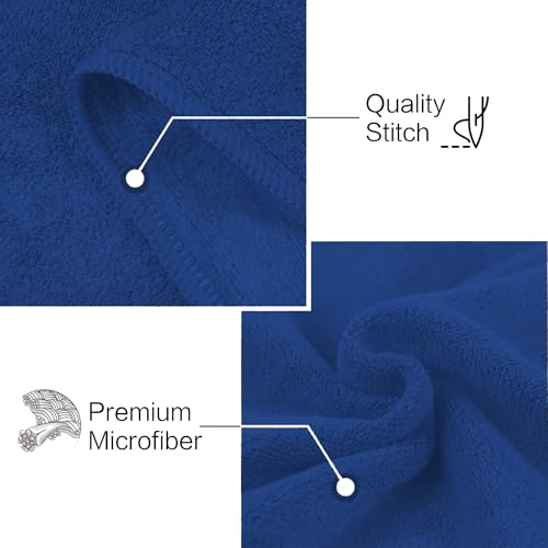 Image of 400 GSM Microfiber Cloth for Car Drying (Pack of 2) - 60x40cm Car Cleaning Cloth Superior Softness, Super Water Absorbent Towel for Car, Bike and Household Cleaning - Navy Blue