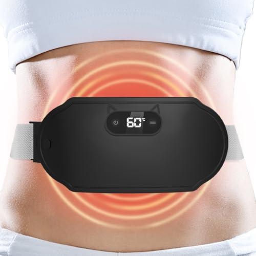 HOLDRUBY Portable Heating Pads Period Cramps: FSA HSA Eligible 6 Heat Levels and 6 Massage Modes Cramps Pain Relief Electric Cordless Menstrual Heating Pad for Back Pain & Cramps Black