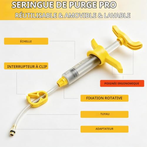 Vepazony Kit de purge de freins de vélo pour Shimano Magura Tektro - Avec adaptateurs en laiton - Instructions (français non garanti) - Kit de purge hydraulique - Kit de purge de freins à disque – vue 4