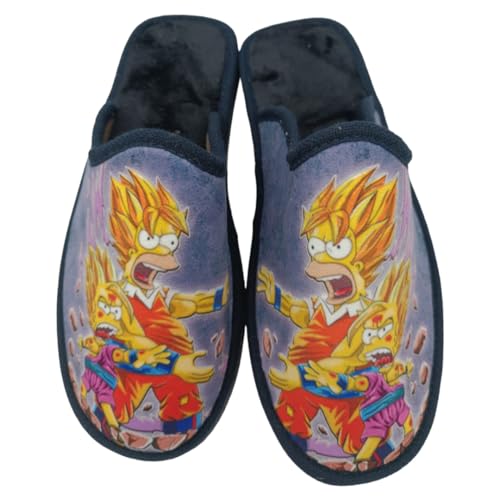 Ya en mundofriki.es: HECHO EN ESPAÑA Zapatillas de Estar por Casa - Pantuflas de Hombre - Calzado Destalonado y Ligero - Originales y Perfectas para Regalar (Son Goku y Los Simpson, 37)