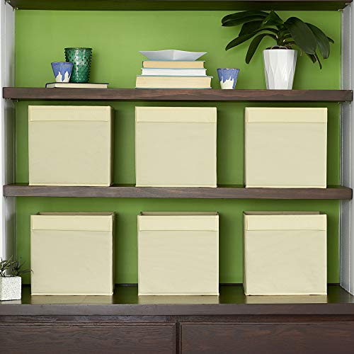Hosuehold Essentials Household Essentials 88-1 Foldable Fabric Storage Bins | Set Of 6 Cubby Cubes With Flap Handle, Beige #TOP2