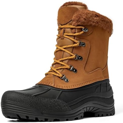 Kelway Heren Snowboots Geïsoleerde Waterdichte Wandelen Winter Laarzen voor Ourdoor, Grijs, 10.5