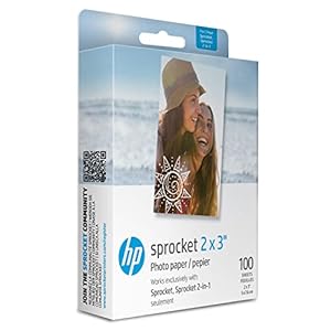 HP Sprocket Premium Zink Fotopapier mit klebender Rückseite, 5 x 7,  cm, 100 Blatt, kompatibel mit HP Sprocket Fotodruckern