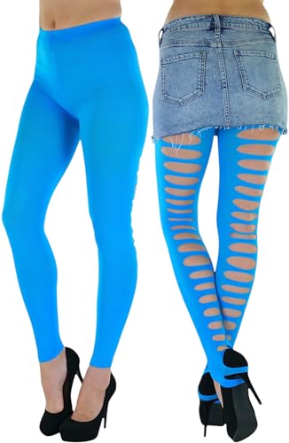 Image of ToBeInStyle Women's Slashed Ripped Shredded Distressed Hosiery Tights Leggings Music Festival