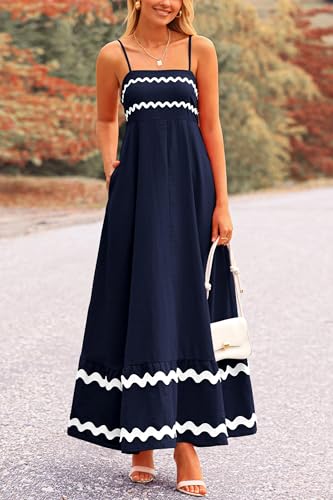Image of PRETTYGARDEN Women's 2026 Summer Flowy Maxi Dress Casual Sleeveless Spaghetti Strap Ruffle Beach Long Dresses