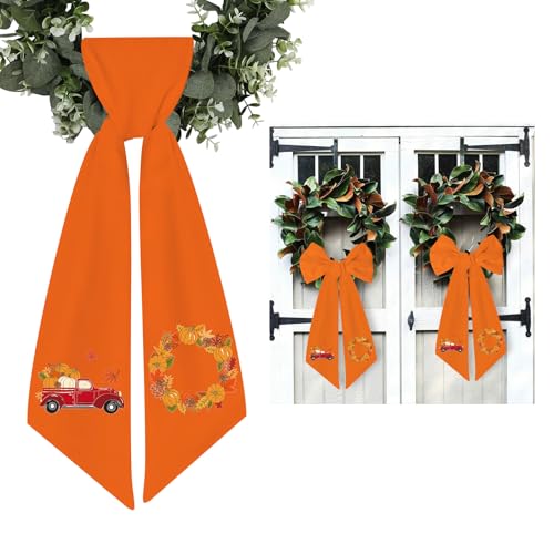 2PCS Fall Wreath Sash for Front Door - Autumn Wreath Satin Sash...