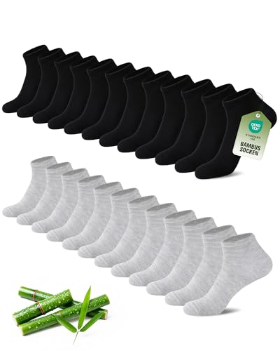 SukModen 12/24 Pares de Calcetines de Sneaker para Hombres y Mujeres en Bambú,Anti Olor Transpirable Medias Cómodas,Calcetines Cortos para Uso Diario, Tiempo Libre,Compras y Casa