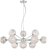 Wired Nickel Sputnik Chandelier Modern Blown Seedy Glass 32