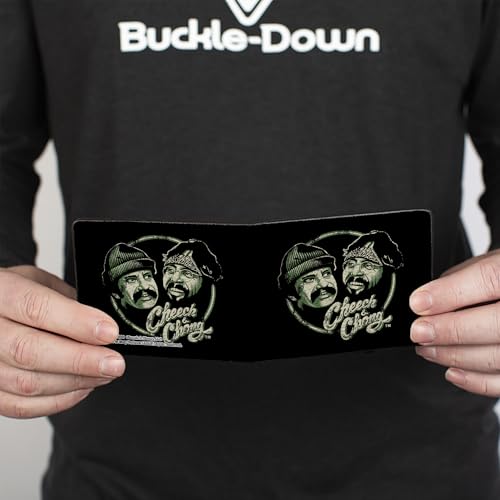Cheech & Chong Wallet, Bifold, Cheech and Chong Pose and Script Black Greens, Vegan Leather4