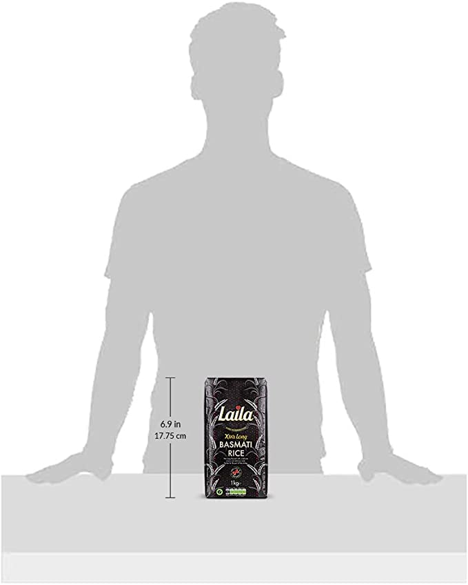 Laila Black XXL Basmati ryż 1 x 20 kg – idealny do biryani, potraw polo i jako dodatek – bez cholesterolu i bogaty w witaminy – Xtra Long Basmati