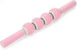 Bastão de Massagem Corporal com 4 Esferas, Liberação Miofascial, Relaxamento Muscular, Alívio de Dores (rosa)