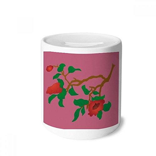 Tirelire originale céramique motif fleur rouge une idée cadeau anniversaire