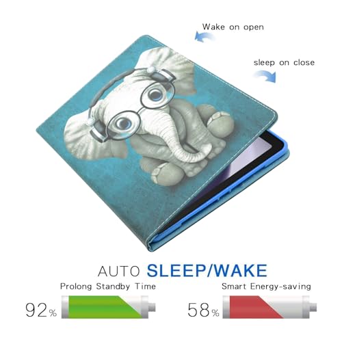 BYCeKe Case for Samsung Galaxy Tab A9 Plus 11 inch 2023 Galaxy Tab A9+ Cover (SM-X210/ X216/ X218) Slim Leather Hard Shell Flip Stand Cover for Galaxy Tab A9+ Plus Case 11”, Doctor Elephant - Image 3