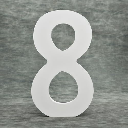 AOOLADA 8 Inch Wooden Number 8 for Wall Decor, Large White Wood Standing Letters for DIY Crafts, Wedding Birthday Party Decoration