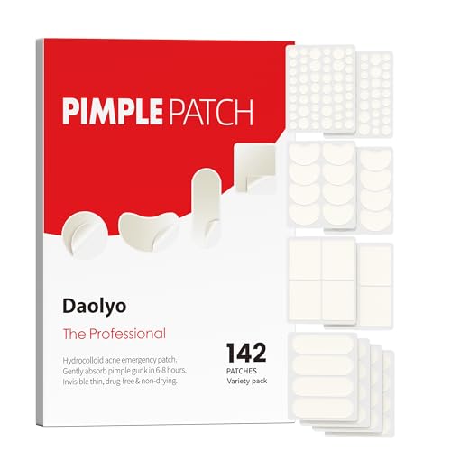 Daolyo Adesivos grandes de espinhas de acne para rosto, 6 tamanhos, 142 unidades, GG, adesivos hidro