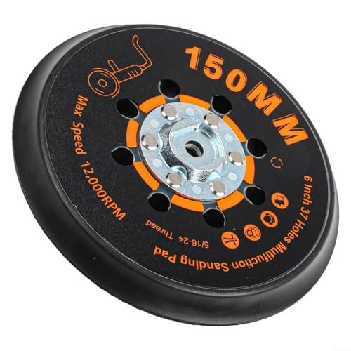 Yuanpgky Patin de ponçage de 150 mm avec 37 trous, disque de ponceuse orbitale de 15,2 cm, filetage 5/16-24, vitesse maximale de 12 000 tr/min pour polissage et meulage