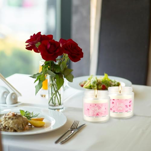Image of Valentine's Day Pink Scented Candles-12Pcs 3.5oz Each-Natural Plant Essential Oils & Cotton Wick, Aromatherapy Candle for Relaxing Stress Relief, Home Decor & Romantic Gifts for Her.