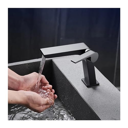 Robinet de lavabo cascade en laiton gris noir chic pour salle de bains