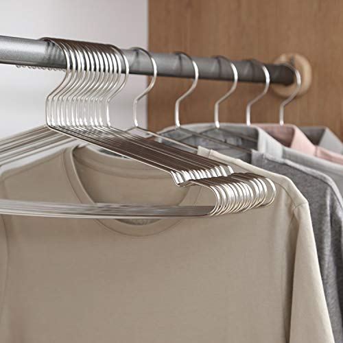 Tosnail 50 Pack Stainless Steel Strong Wire Metal Hangers Heavy Duty Clothes Hangers - 16.5"/42Cm #TOP7