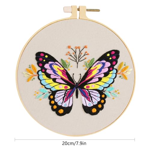 Image of Huacan Embroidery Kits for Adults Beginner Stamped Butterfly Pattern 4 Pcs DIY Cross Stitch Flower Stitching Sewing Kit 7.9 x 7.9 Inch