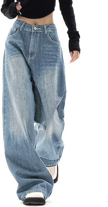 EMMIOL Jeans for Women Wide Leg Baggy Jeans Y2K Casual Loose Boyfriends Trousers Vintage Streetwear - Image 2
