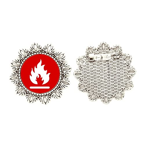 Broche de plata flor roja fuego medium para lucir en eventos y chaquetas