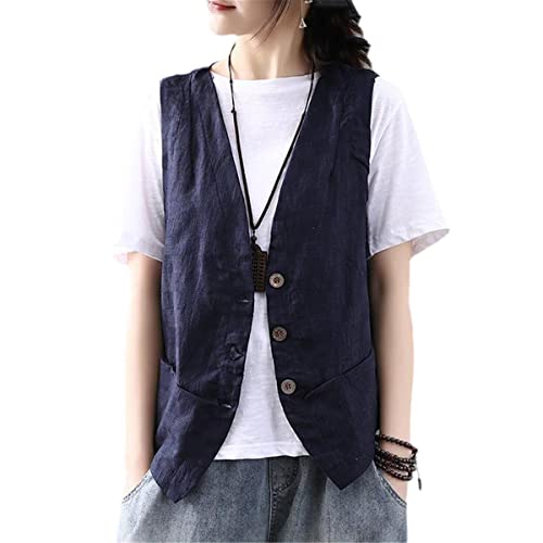 Gilet pour femme léger pour l'été : veste décontractée bleu marine contre la chaleur