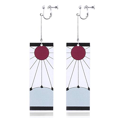 Ealipoi Kamado Tanjirou Earrings Tattoo Anime Demon Cosplay Earrings with Tattoo 2PCS2