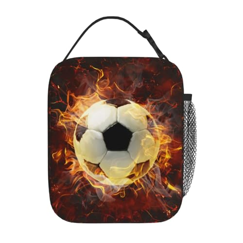 Boys Soccer Lunch Box Insulated Lunch Box With Adjustable Shoulder Strap Football School Lunch Bag Portable Reusable Lunch Tote Bag For Kids Girls Women Men School Office Work - Image 4
