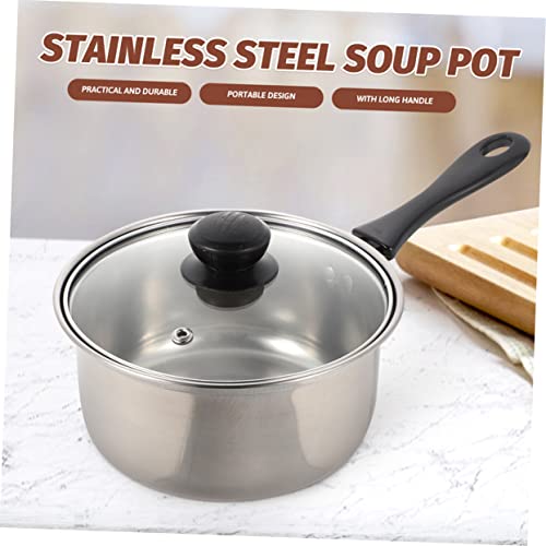 FELTECHELECTR 1Set Stainless Steel Milk Pot with Long Handle Non-stick Cooking Saucepan for Quick Heating for Milk Soup and Pasta Dishwasher Safe for Easy Cleaning