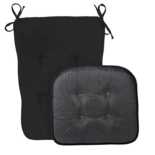 Klear Vu Embrace Rocking Chair Cushions For Living Room, Nursery, Or Home Office, Tufted And Non-Slip Pads, 2 Piece Set, Seat 16"X15" And Seatback 24"X17", Black #TOP1