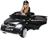 Kinder Elektroauto Mercedes Benz AMG A45 - Lizenziert - 2 x 45 Watt Motor - Ledersitz - Rc 2,4 Ghz Fernbedienung - USB - FM Radio - Sd Karte - Elektro Auto für Kinder ab 3 Jahre (Schwarz)