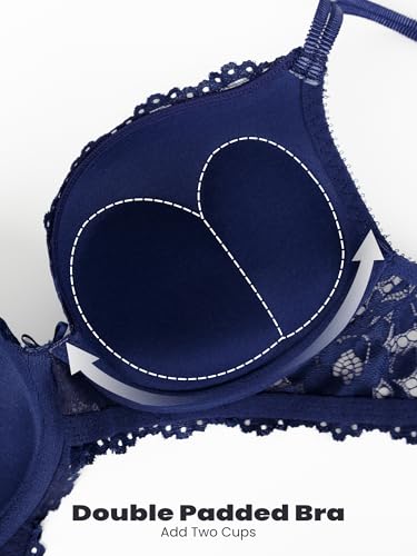 Image of Push Up Bras for Women Add 2 Cups Sexy Lace Cleavage Extra Padded Plunge Bra Underwire