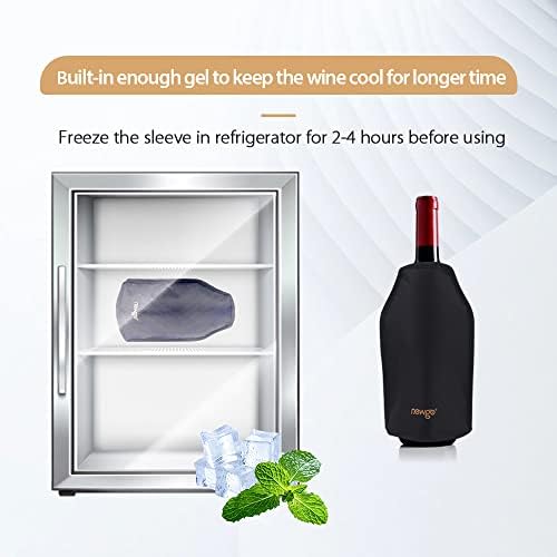 NEWGO Wine Cooler Sleeve Rapid Cooling Insulator Bottle Chiller for Wine, Champagne, Beer Bottles - Black