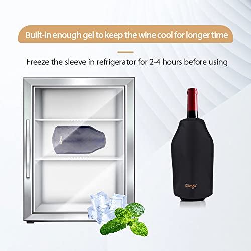 Newgo Wine Cooler Sleeve Reusable Wine Bottle Cooler Flexible Wine Ice Pack Sleeve Keep Wine Cool And Refreshing For Standard Size Bottles For Red Wine, White Wine & Champagne - Black #TOP5