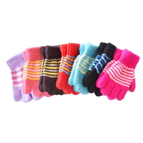 ljhnba Toddler Full Finger Gloves Stripe Gloves Knitted Mittens Winter Autumn Gloves Cycling Gloves For Baby Girl Boy3