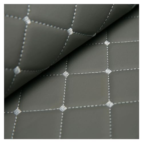 Tissu en simili cuir matelassé PU gris 140x100cm rouleau 10m pour couture et sac