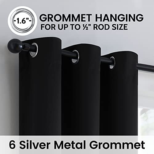 Image of SimpleHome Black 100% Blackout Curtains Room Darkening Living Room 84 Inch