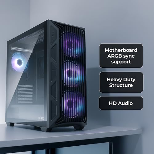 Image of Zebronics Gaming PC Cabinet, E-ATX /ATX Support, USB 3.0, RGB Fans, High Airflow Design, Tempered Glass Panel, Top & Front 360mm AIO Support, Bottom PSU Design, Magnetic Dust Filters (Rogue, Black)