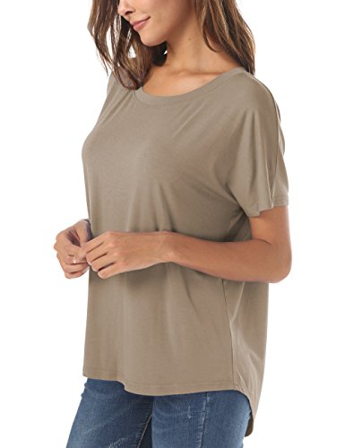 Image of Herou Women Loose Fit T-Shirts Soft Short Sleeve Crew Neck Casual Tee Tops | Lightweight,Basic,Workout,Comfortable,High Low Hem,Oversized