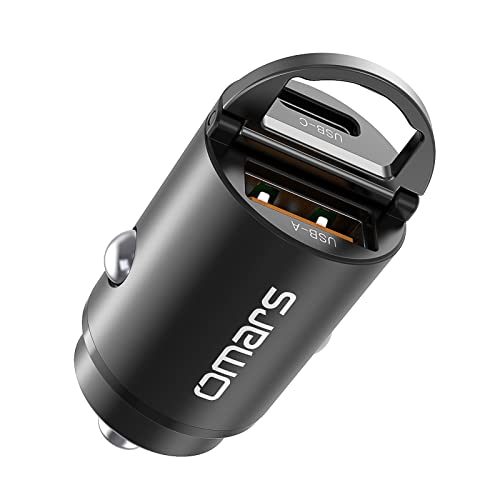 Omars Chargeur de Voiture USB 63W [USB C 33W+USB A 30W] Chargeur de Voiture avec Charge Rapide et Anneau de Traction pour iPhone12 Pro Max Mini Samsung S21...