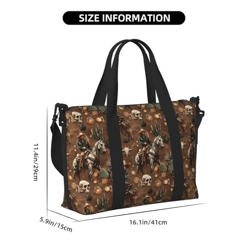 Western Cowboy Cactus Print Travel Duffle Bags for Women, Personal Item Overnight Weekender Sport Carry On Gym Bag for Men Women2